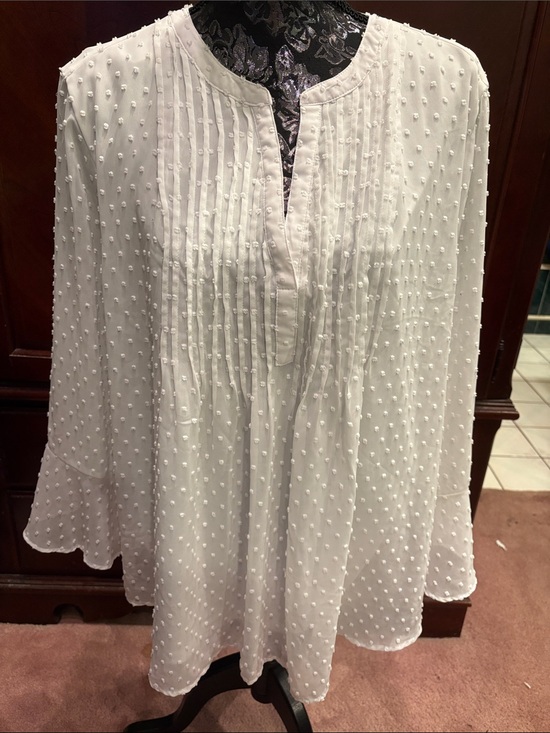 Style & Co. Tops - Style & Co. White Swiss Dot Pintuck Women’s Blouse